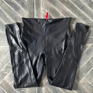 SPANX Black Faux Leather Leggings - L